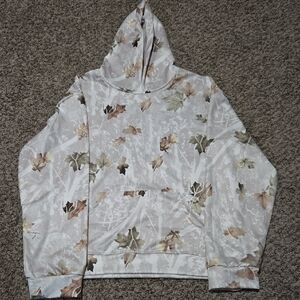 Leaf Patterned Hoodie - Cream and Brown